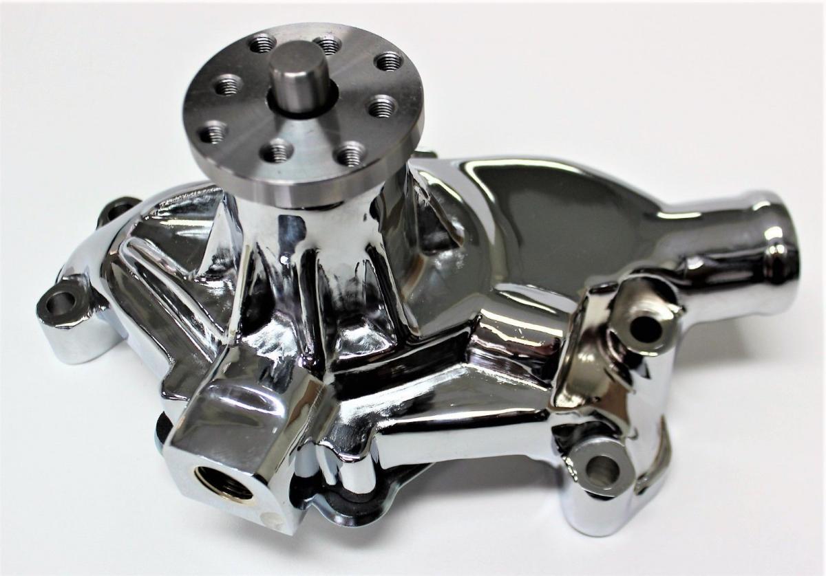 Small block chev short water pump chrome finish