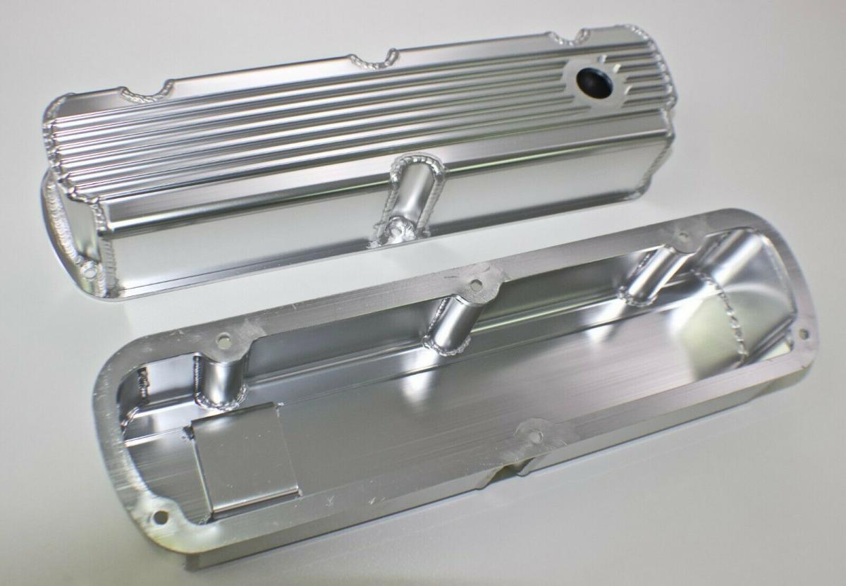 FORD WINDSOR FINNED FABRICATED ALUMINIUM VALVE ROCKER COVERS SATIN